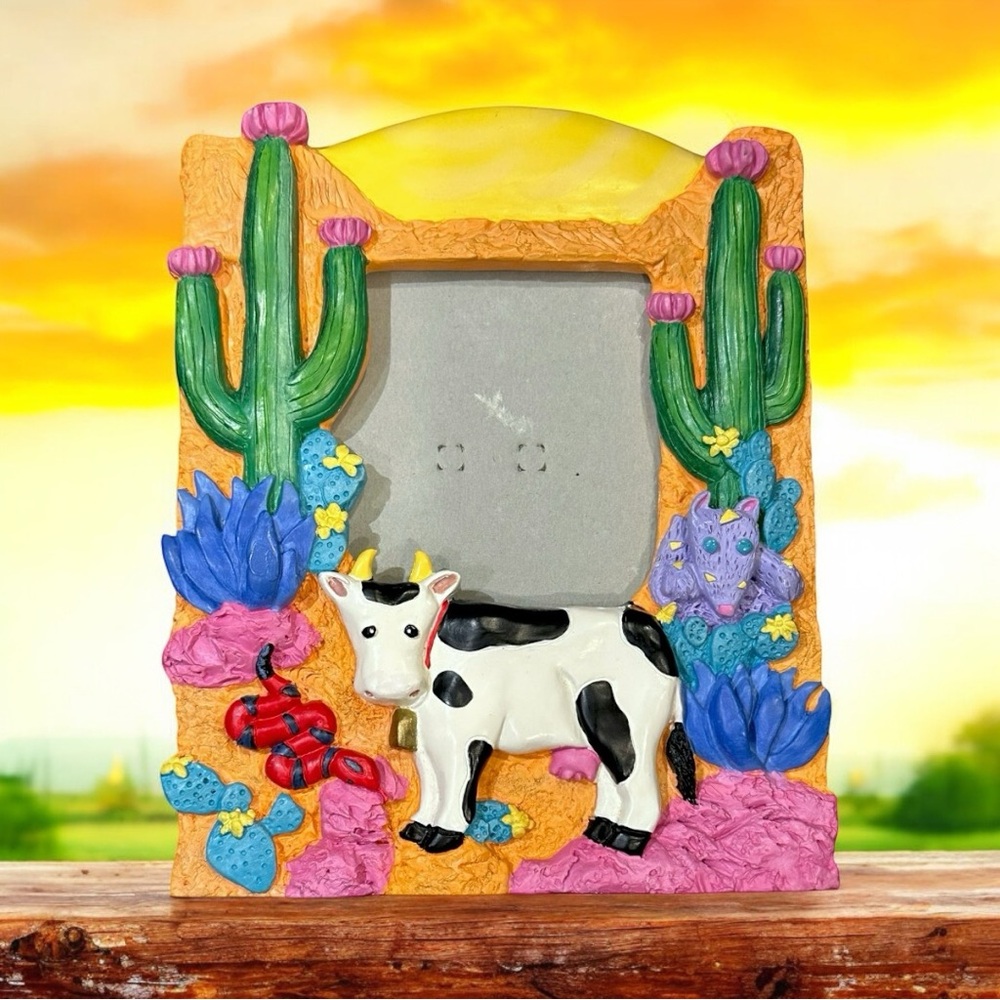 Vintage FIGI Southwestern Desk Picture Frame fits 3 1/2” x 4” Photo